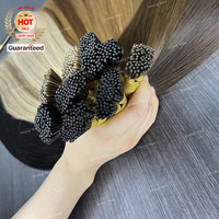 Extensions de cheveux humains Remy européens vierges à kératine I-Tip, double tirage, trame simple, cuticules intactes, avec perles nano, colorées