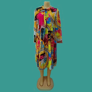 YQY8665 20222 Vestidos Casuales Modernos para <span class=keywords><strong>Mujer</strong></span>, Vestido Largo con Estampado Digital, Vestido Camisero Africano para <span class=keywords><strong>Mujer</strong></span> - Product Image 4