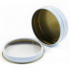 Hộp Thiếc Nhỏ Hình Tròn Màu Trắng Đồng Bằng Cho Bánh Jerry Cookies Với Nắp Cửa Sổ Bằng Nhựa Trang Trí Nội Thất Hộp Thiếc Nhỏ Để Đóng Gói - Product Image 3