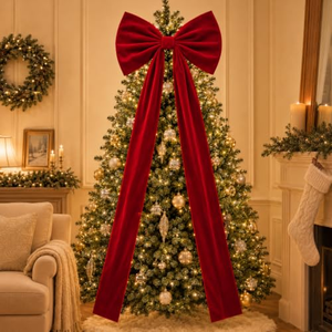 Fluffy Large Velvet Christmas Bows Giant Christmas Bows for Backdrop Party Room Wall Decor Christmas <b>Tree</b> Decoration - Product Image 5