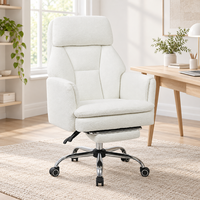 Chaise de bureau moderne à jambes croisées, réglable en hauteur, ergonomique, avec accoudoirs ajustables, en polaire Sherpa, chaise d'ordinateur pour la maison avec siège pour animal de compagnie