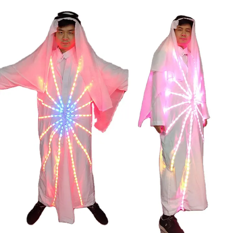 Ropa de rendimiento árabe de Dubái con luz LED, ropa colorida con forma de sol, DJ, Bar, fiesta, baile, ropa luminosa