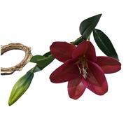 Bunga Lily Stargazer Buatan 1 Tangkai 65CM Grosir, Perlengkapan Dekorasi Pernikahan Romantis