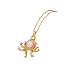 Ocean Series Collar de acero inoxidable de moda con tortuga Caballito de mar Colgante Conch Dolphin Zircon Link Chain Accesorio de joyería - Product Image 4