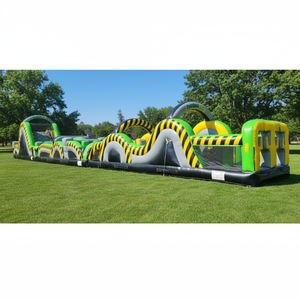 Percorso a Ostacoli Gonfiabile Commerciale in PVC a Tema Verde, Grande, con Castello, per Bambini e Adulti, Ideale per Noleggio per Feste all'Aperto - Direttamente dalla Fabbrica - Product Image 1