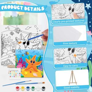 Panwenbo 12 ensembles <span class=keywords><strong>de</strong></span> <span class=keywords><strong>toiles</strong></span> pré-dessinées sur le thème des animaux marins pour la peinture, panneaux <span class=keywords><strong>de</strong></span> toile à colorier pour adultes - Product Image 3