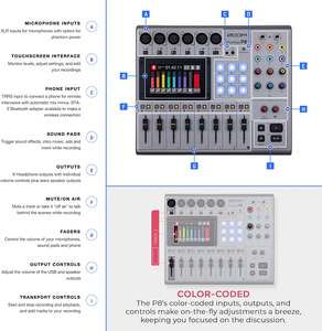 <span class=keywords><strong>Zoom</strong></span> Podtrak P8 Carte son portable 8 canaux pour diffusion en direct, six entrées micro, <span class=keywords><strong>enregistreur</strong></span> <span class=keywords><strong>vocal</strong></span> multipiste pour podcast, enregistrement et édition - Product Image 6