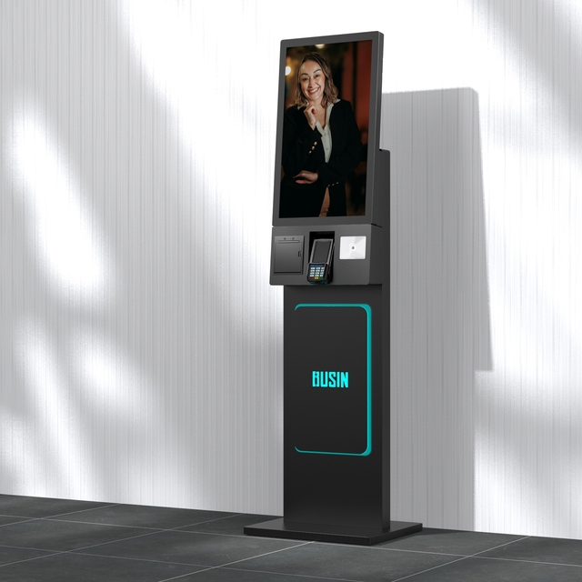 27-Inch Interactive Self-Ordering Restaurant Kiosk Stainless Steel Capacitive Touchscreen Intel I5-13th CPU 256G Storage Payment