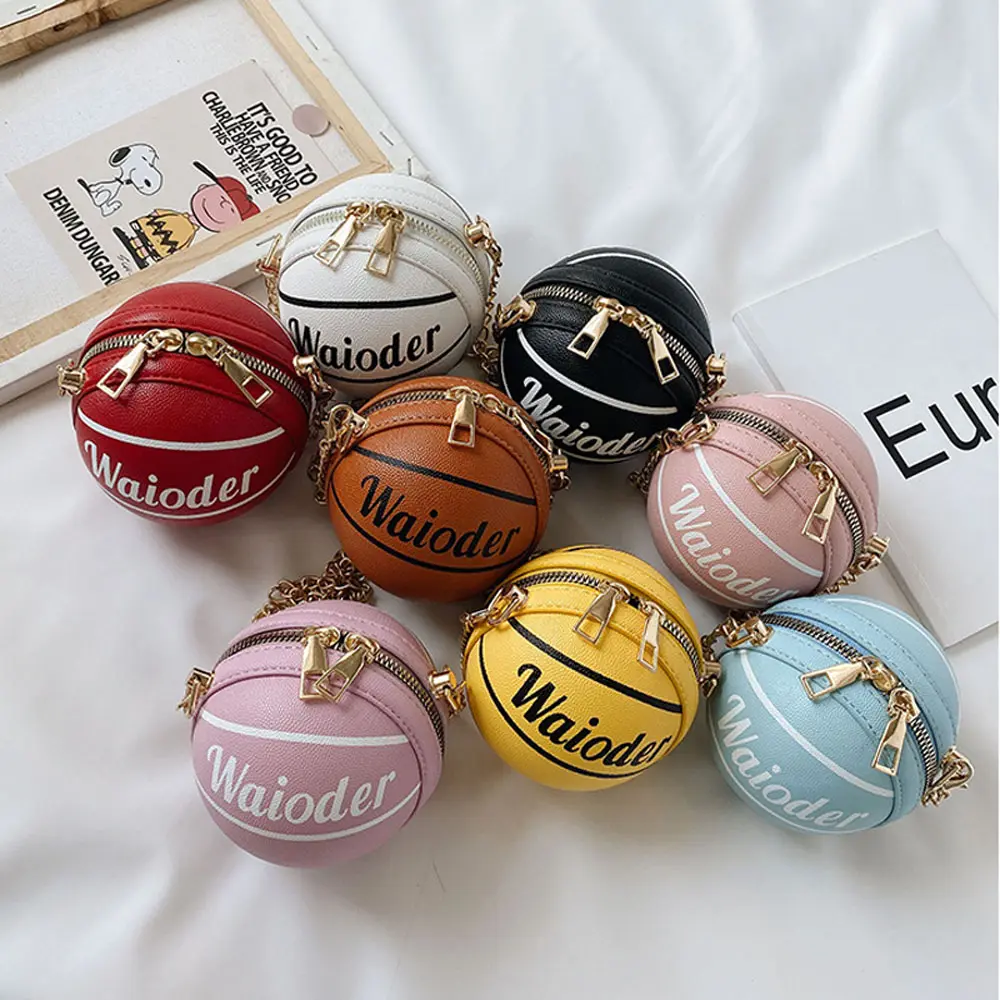 Wholesale Cheap High Quality Unique cute children basketball ball shape kids purse fashionable mini handbags