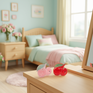 Pinza para el pelo Angelina Cherry de 3,5 cm, diseño de frutas de dibujos animados en acrílico para mujeres y niñas, informal, de alta calidad - Product Image 2