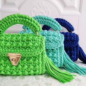 Bolso Tote y Bandolera de <span class=keywords><strong>Ganchillo</strong></span> con Borlas, Tejido a Mano, Suave, con Cierre de Solapa y Correa de Cadena - Estilo Retro Europeo, Bolso de Mano para Mujer - Product Image 5