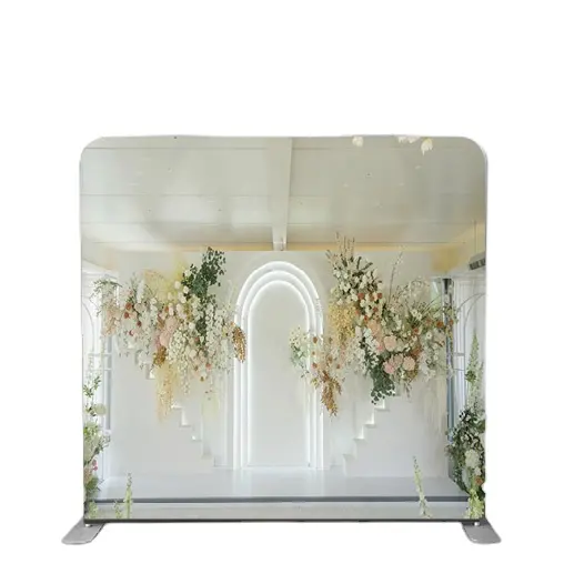 Personalizado todos los tamaños ajustable portátil boda evento telón de fondo banner marcos de aluminio tensión pantalla de tela
