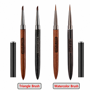 Pinceau à ongles en gel UV avec manche en bois de santal, tête large, poils en nylon doux, application uniforme du gel, outil de manucure pour salon de beauté - Product Image 3