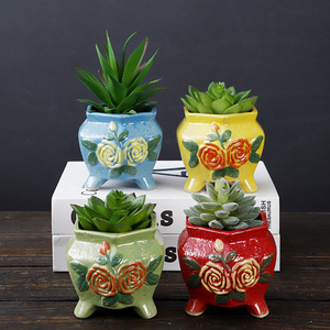 Maceta Creativa para Suculentas Pintada <span class=keywords><strong>a</strong></span> <span class=keywords><strong>Mano</strong></span> de Estilo Coreano, Decoración Transpirable para el Hogar, Mini Maceta de Cerámica - Product Image 3