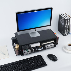 Computer Monitor Riser Stand With Storage Shelf For Desk Organization Office Desktop Organizer Rectangle Multipurpose Standing - Product Image 3