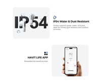 Havit TW983 – Écouteurs sans fil ANC de qualité supérieure, Casque audio ANC, Écouteurs intra-auriculaires sans fil ANC