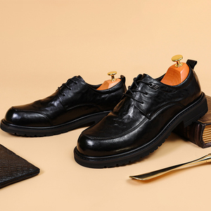 Nouvelle Arrivée Chaussures Habillées pour Hommes à Semelles Épaisses Style Britannique en Cuir Pleine Fleur Derby en Cuir Véritable - Product Image 4