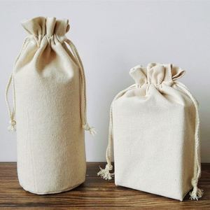 Sac à cordon en coton recyclable avec logo personnalisé, choix de taille et de couleur, pochette en toile de mousseline pour le shopping - Product Image 2