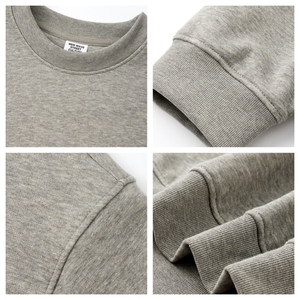 Felpa girocollo da uomo personalizzabile con logo OEM, in filato slub pesante 320GSM, stampa e ricamo, spalle scese, vestibilità oversize - Product Image 3