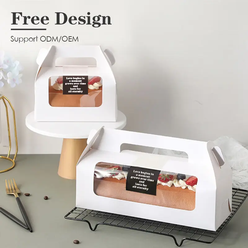 ASP Free Sample Towel Roll caja de pastel Swiss Roll Cake Gift Packing Boxes With Transparent Window
