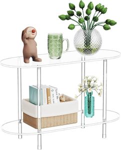Wholesale Acrylic 3 Tier Oval <strong>Clear</strong> Storage Rack Multi Functional <strong>Side</strong> <strong>Table</strong> Coffee <strong>Table</strong> for Sofa Entryway Living Room - Product Image 1