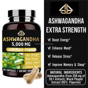 Ashwagandha extra forte au poivre noir 5000 mg – Booste l'énergie, améliore l'humeur, soulage le stress, favorise la mémoire et le sommeil – Capsules sans gluten à base de plantes - Product Image 3