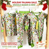 Combinaison de nuit en bambou pour bébé avec imprimé de Noël personnalisé, à manches longues et fermeture éclair, pour garçons et filles