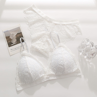 Ensemble Soutien-Gorge en Dentelle Soie Glacée de Haute Qualité 2025, Confortable, Sexy, à Fermeture Frontale, Boutons et Dos Magnifique Sans Armature