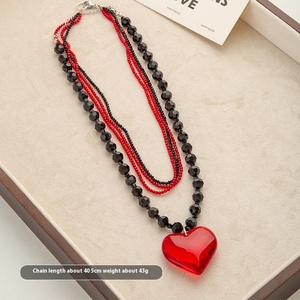 Collar de aleación de clavícula con corazón de cadena de suéter largo regalo de celebridad de Internet peine de gafas con estilo fresco de moda para mujer de gama alta - Product Image 4