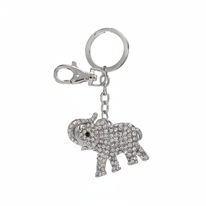 Portachiavi Elefante in Cristallo, Ciondolo Charm con Strass Argento, Accessorio per Borsa - Product Image 2