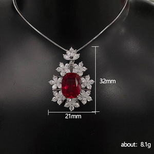 Collar con colgante de piedra roja floral para mujer, cadena elegante, joyería de moda para uso diario - Product Image 5