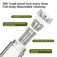 Bouteille d'eau en verre borosilicaté à double paroi de luxe de 350ml élégante avec logo personnalisé Infuseur à thé Flacon d'affaires ODM Modèle thermique
