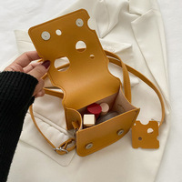 Sac bandoulière mini tendance et mignon en PU, design trou d'étoile, motif fromage, forme triangle, pour rouge à lèvres, écouteurs et monnaie, petit sac carré