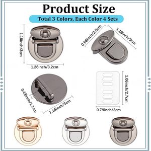 Pcs Round Purse Locks Gold <b>Metal</b> Iron Tuck Catch Buckle Fasteners Clasp <b>Wallet</b> Buckle - Product Image 2