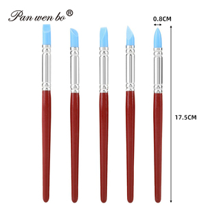 Panwenbo-Ensemble d'accessoires d'art 5 pièces, pinceaux de peinture à essuyer, outils de sculpture <span class=keywords><strong>sur</strong></span> argile, poterie, outil de fabrication de stylo - Product Image 5