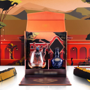 Royal Salute <b>Book</b> Shaped Rigid <b>Box</b> With UV Print Glass And Bottle Set For Whisky Gift High-End Packaging - Product Image 2