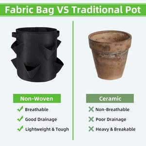 Sacs de culture champignons, 60/300gsm, 1/3/5/10/25/100 Gallons, en tissu feutré personnalisable, sacs de culture pour fraises, pour plantes - Product Image 5