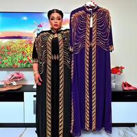 Robes Africaines de Luxe pour Femmes Vêtements Décoration Rhodochrosite Élégantes Robes Africaines Ensemble Deux Pièces Boubou Femme