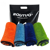 Serviette de séchage en microfibre de qualité professionnelle, épaisse, douce au toucher, pour le lavage de voiture, avec boucles torsadées