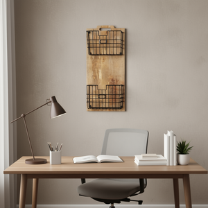 Porte-revues mural en bois de manguier brun brut massif 13"x3.9"x26.4" - Product Image 2