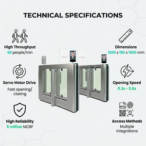 Tourniquet optique KMS à vitesse rapide avec contrôle d'accès par carte et reconnaissance faciale double, haute sécurité pour entrée de complexe de luxe CE Rohs - Product Image 1