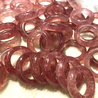 Vente en gros de bagues en quartz fraise naturelle bague en quartz fraise pour cadeau d'amour