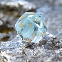 Ensemble de dés en verre cristal K9 multiformes bleu aurore, 7 pièces/ensemble, faits à la main, D6 D20 D12 D10 pour les jeux de table Dungeons & Dragons