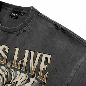 T-shirts pour hommes surdimensionnés, style punk, graphiques vintage, effet délavé, respirants, 100% coton, streetwear décontracté personnalisé, haute qualité - Product Image 6