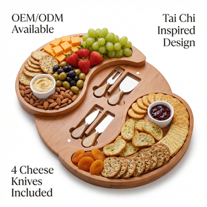 Ensemble de planches à <span class=keywords><strong>charcuterie</strong></span>, grand plateau à fromages, plateau à <span class=keywords><strong>charcuterie</strong></span> en bois naturel avec accessoires - Product Image 1