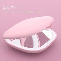 Miroir de maquillage de voyage en plastique éclairé par LED, rechargeable, grossissement 1X/10X, capteur tactile, lumière de jour USB, miroir de poche