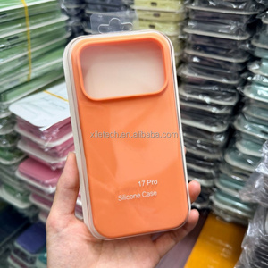 Funda de Silicona para <span class=keywords><strong>iPhone</strong></span> 17 Pro Max, 17 Air, 16, 15, 14, Color Naranja, Protección Trasera, Suave, Antigolpes, <span class=keywords><strong>Precio</strong></span> de Fábrica - Product Image 3