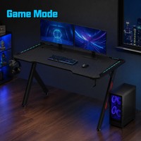 Table de jeu extensible Aor Esports avec pieds en métal, surface en bois, refroidissement, éclairage LED RGB, compatible PC, facile à transporter, modèle CE