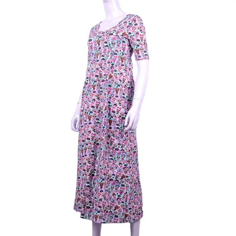 Vestido de verano de algodón de media manga con estampado floral para mujer, ropa informal para vacaciones y playa, 2021