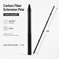Pértiga Extensible de Fibra de Carbono de 3M Extra Larga, Mango Antideslizante Termorretráctil, 256g, 46cm Plegada, Impermeable, 7 Secciones, para Trabajos Aéreos